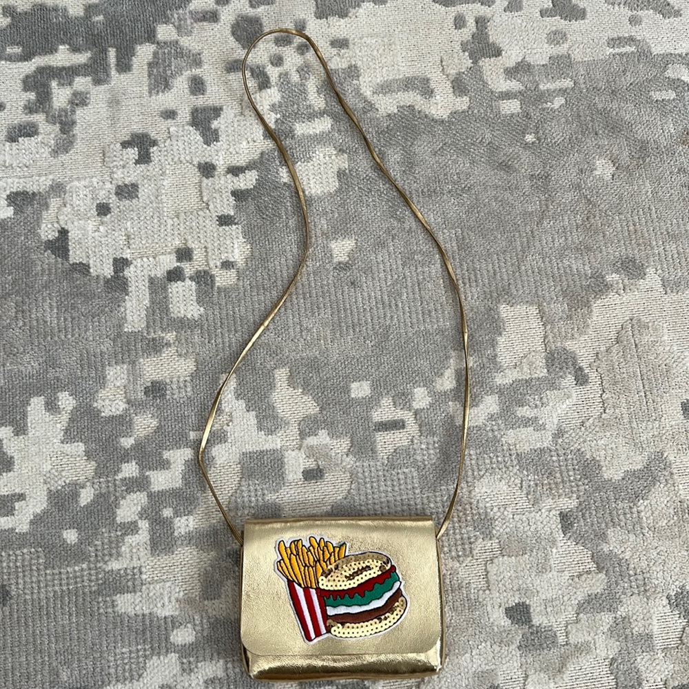 GIRLS GOLD BURGER + FRIES PURSE